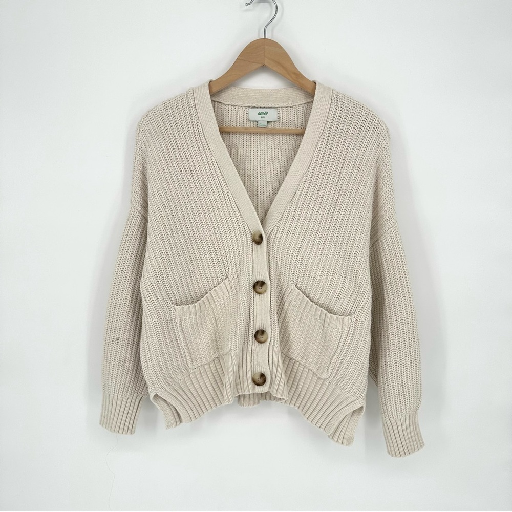 Aerie Cozy Cream Cardigan Sweater, Medium - Picture 2 of 9
